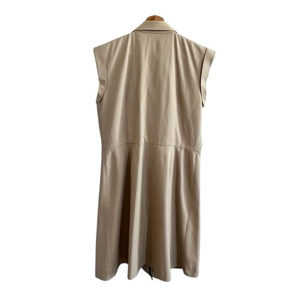 Lafayette 148 Collared Shirt Dress Size 8 Zip Front Stretch Neutral Office Siren - Picture 3 of 9